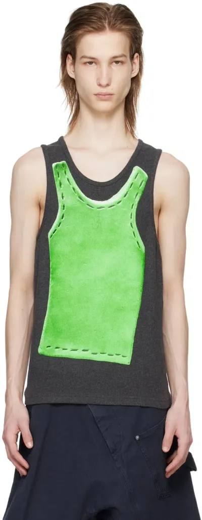 Jw Anderson Gray Trompe L'oeil Tank Top In 972 Charcoal Melange