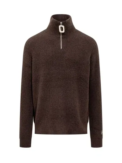 Jw Anderson J.w. Anderson Half Zipper Jumper In Brown