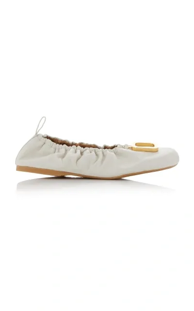 Jw Anderson Hardware-detailed Leather Ballet Flats In White