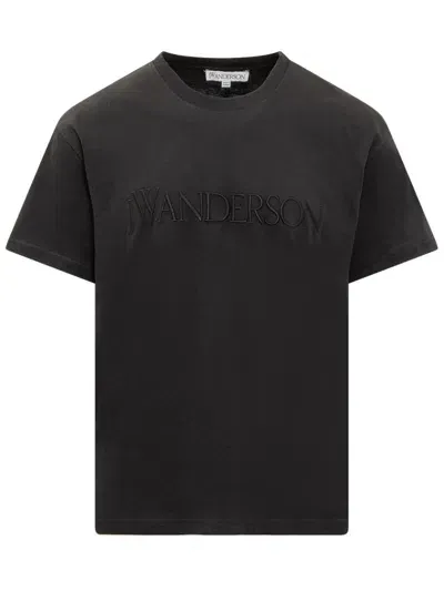 Jw Anderson Logo Embroidered T-shirt In Black