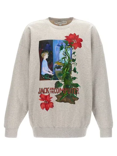 Jw Anderson Jack And The Computer Sweatshirt In Grey