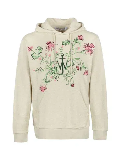 Jw Anderson J.w. Anderson Embroidered Sweatshirt With Embroidery In Beige