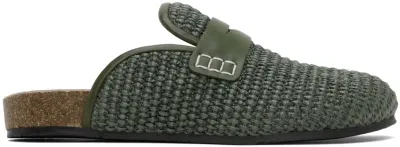 Jw Anderson Woven Raffia Loafer Mules In Green