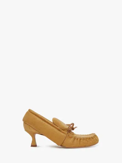 Jw Anderson Kitten-heel Corduroy Moccasins In Yellow