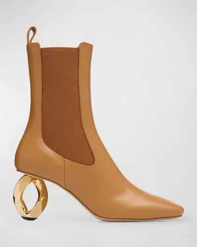 Jw Anderson 65mm Chain Heel Boots In Tan