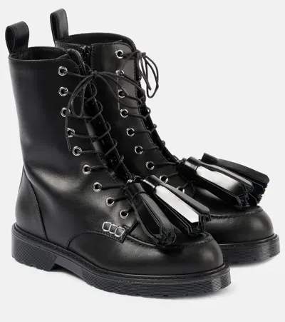 Jw Anderson Leather Combat Boots In Black