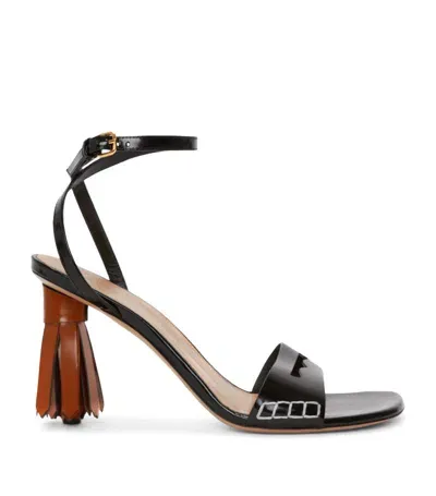 Jw Anderson 95mm Tassel Leather Sandals In Black/tan