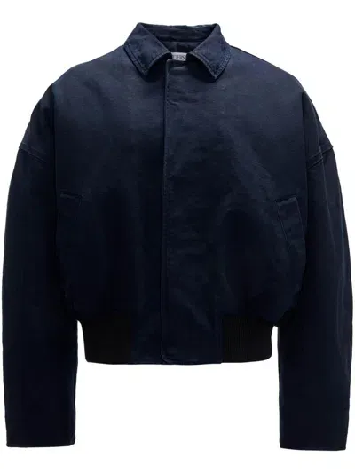 Jw Anderson Blue Cropped Organic Cotton Shirt Jacket