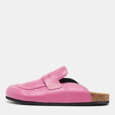 Pre-owned Jw Anderson Pink Leather Mules Size 44