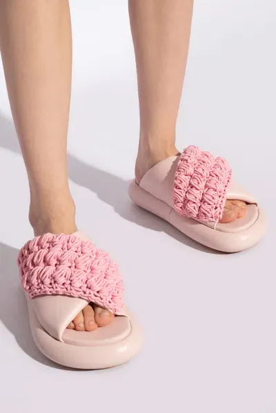 Jw Anderson Pink Crochet Twister Platform Slides