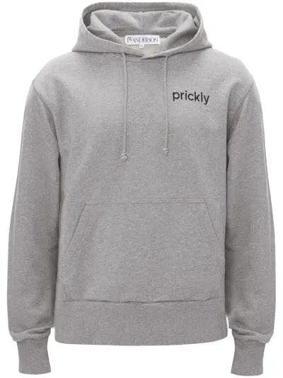 Jw Anderson Prickly Slogan Back Print Hoodie In Grey