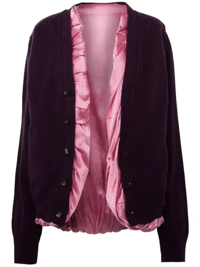 Jw Anderson Satin-lined Cardigan In Purple