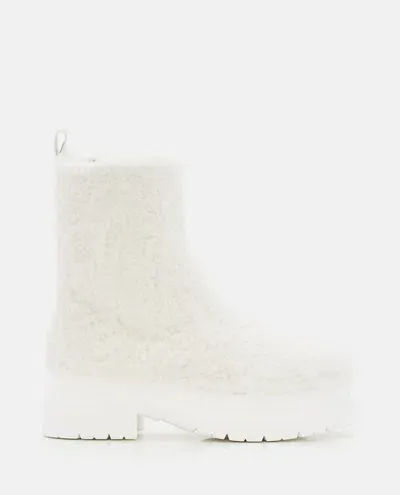 Jw Anderson Shearling Platform Ankle Boots In White