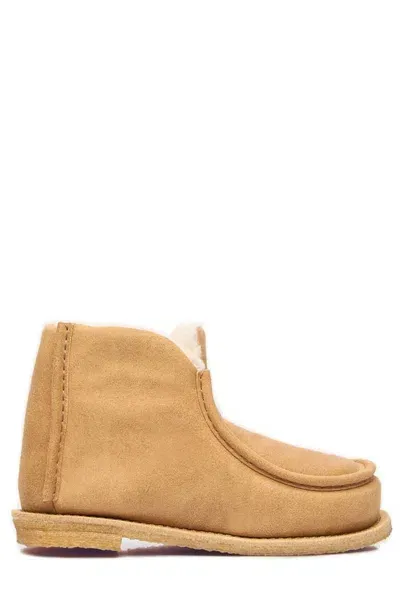 Jw Anderson Square Toe Padded Ankle Boots In Cream