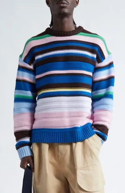 Jw Anderson Striped Crewneck Sweater In Multicolor