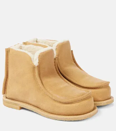 Jw Anderson Suede Ankle Boots In Mustaza