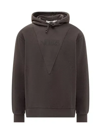 Jw Anderson Logo Embroidered Drawstring Hoodie In Brown