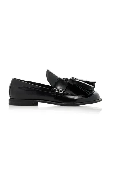 Jw Anderson Tassel-detailed Patent Leather Loafers In Black