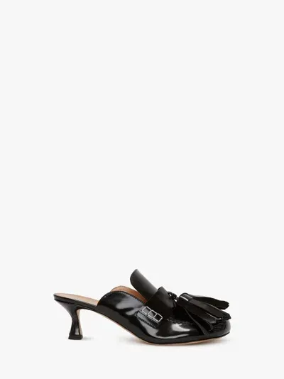 Jw Anderson Tassel Leather Mules In Black