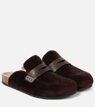 Jw Anderson Velvet Mules In Brown