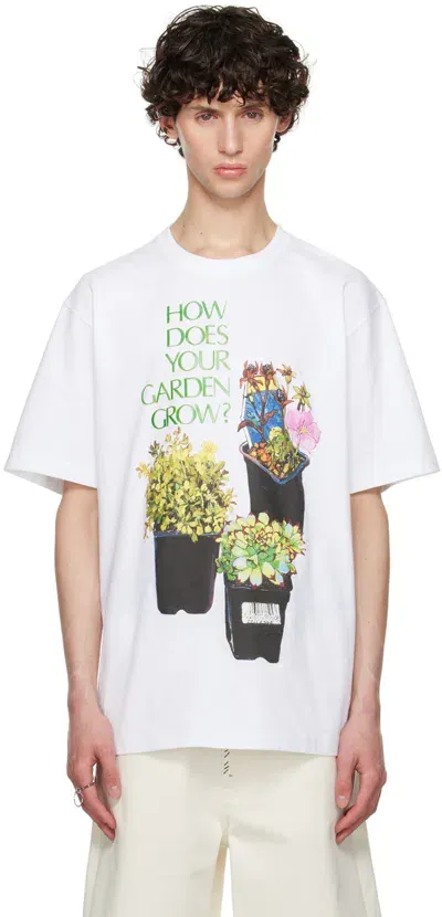 Jw Anderson White Flower Pot T-shirt