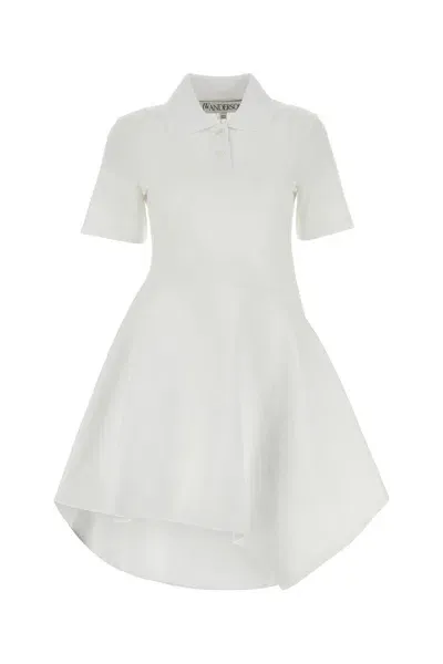 Jw Anderson White Piquet Polo Dress