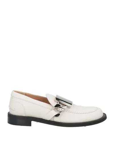 Jw Anderson Gourmet Plaque-detail Leather Loafers In Off White