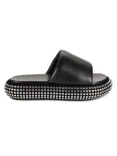 Jw Anderson Embellished Leather Platform Sandals In Black