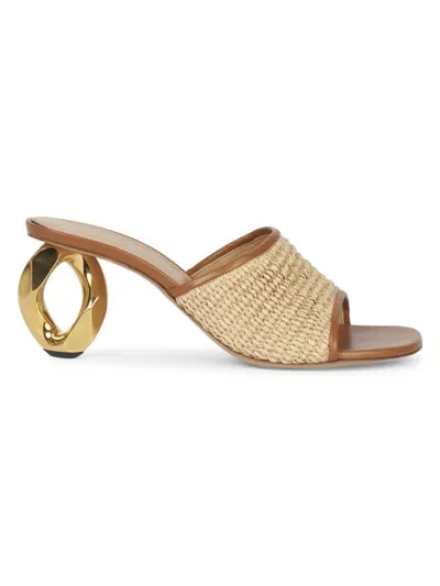 Jw Anderson Raffia Chain-heel Mule Sandals In Natural