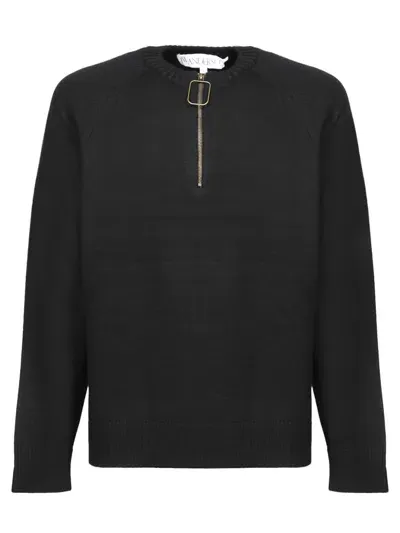 Jw Anderson Zipper Detail Black Sweater