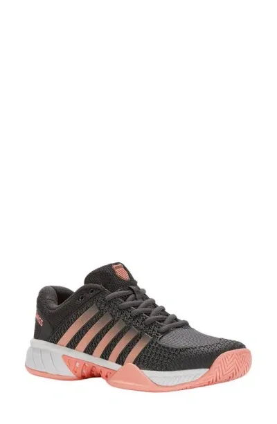 K-swiss Express Light Pickle Ball Running Shoe In Asphalt/steel Grey/peach