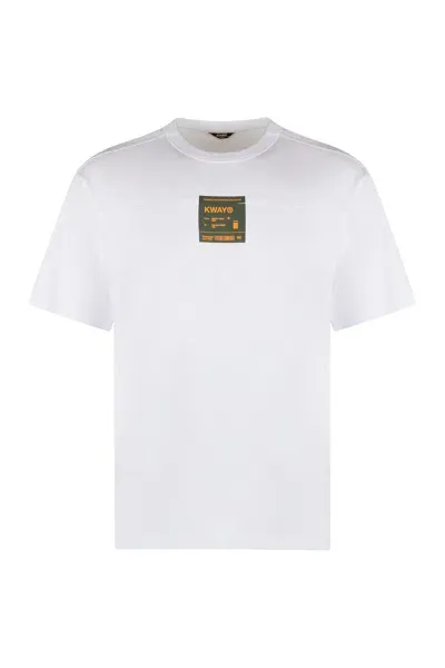 K-way Fantome Cotton Crew-neck T-shirt In White