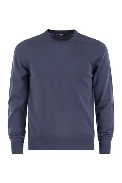 K-way Sebastien - Crewneck Cotton Sweatshirt In Avio