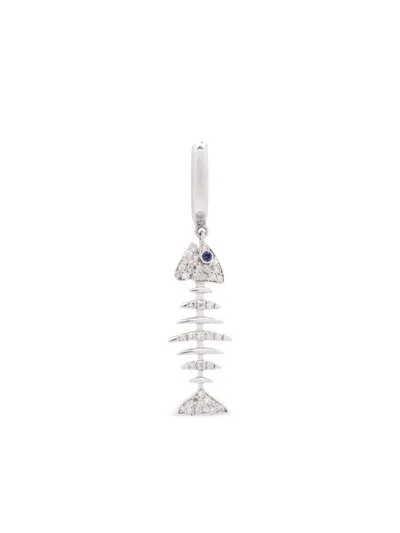 Kamushki 18kt White Gold Fish Diamond And Sapphire Earring