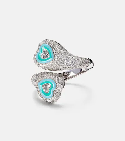 Kamyen Ring Gemini Heart Aus 18kt Weissgold Mit Diamanten In Silber