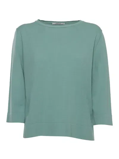 Kangra Aqua Green Cotton Sweater In Light Blue