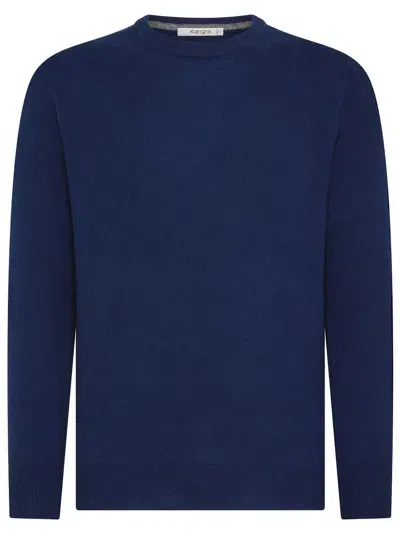 Kangra Crew Neck Sweater In Wool And Cashmere In Blue