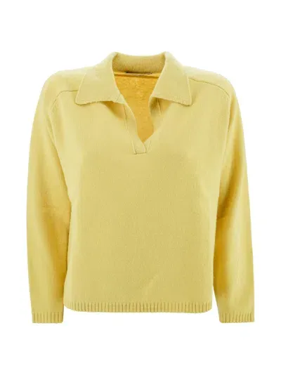 Kangra Jumper With Polo Collar In Yellow