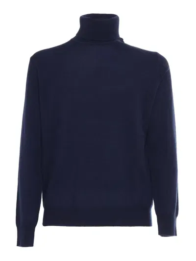 Kangra Plain Knitted Turtleneck Sweater In Blue