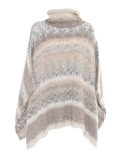 Kangra Printed Turtleneck Cape In White