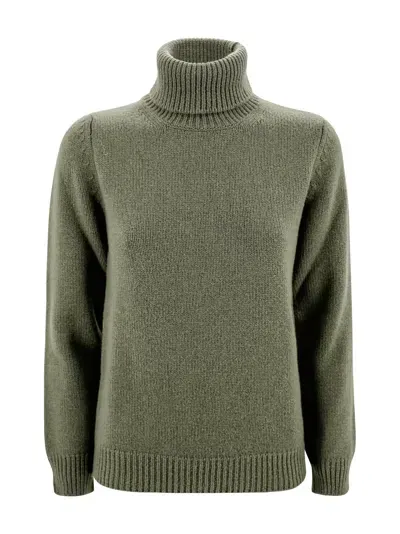 Kangra Ribbed Turtleneck Jumper In Militar Green