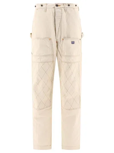 Kapital Lumber Straight-leg Embroidered Cotton-canvas Cargo Trousers In Neutrals