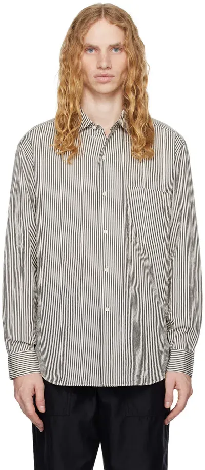 Kaptain Sunshine White & Black Semi Spread Collar Shirt In Stripe