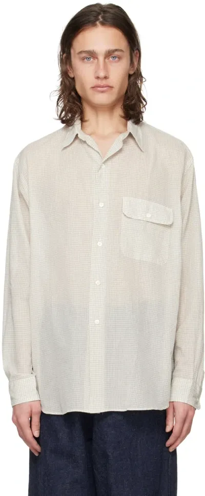 Kaptain Sunshine White Cpo Shirt In White Pincheck