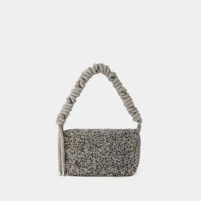 Kara Crystal Mesh Bag In Black