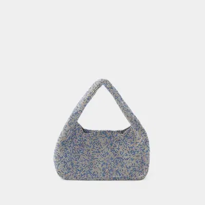 Kara Mini Crystal Mesh Armpit Bag In Blue