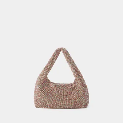 Kara Mini Crystal Mesh Armpit Bag In Pink