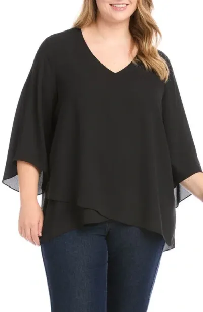 Karen Kane Asymmetric Blouse In Black