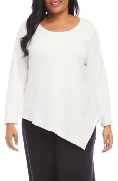 Karen Kane Asymmetric Hem Long Sleeve Top In Ivory