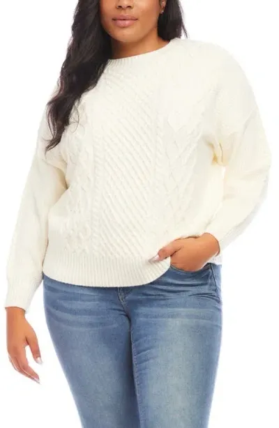 Karen Kane Cable Stitch Sweater In Cream